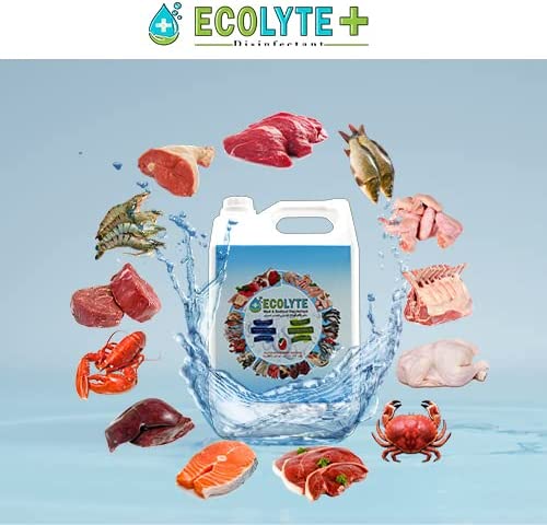 Ecolyte Meat & Seafood Disinfectant 1 Litre Pack of 24Pcs I 100% Natural Action, Removes Pesticides & 99.9% Germs With Pure Electrolyzed Water, Safe to Use on Meat & Seafood, Nontoxic and Nonalcoholic.